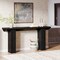 Black MDF Sofa Table with Triangular Side Panels and Modern Design